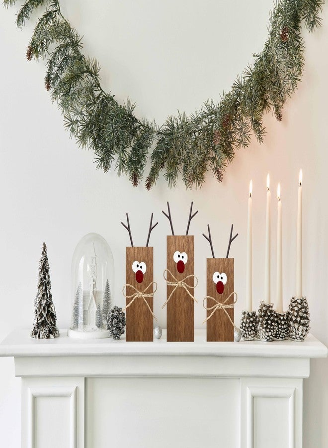 HRENCY 3Pcs Reindeer Table Signs Christmas Decorations Indoor Farmhouse Winter Decor Christmas Vintage Reindeer Blocks for Office Kitchen Home Decor - Image 5